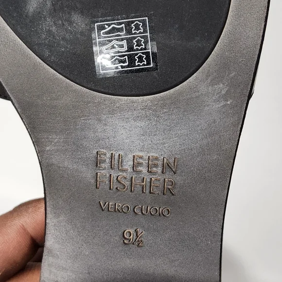 Eileen Fisher Vero Cuoio Black Strappy Block Heels - Picture 7 of 9